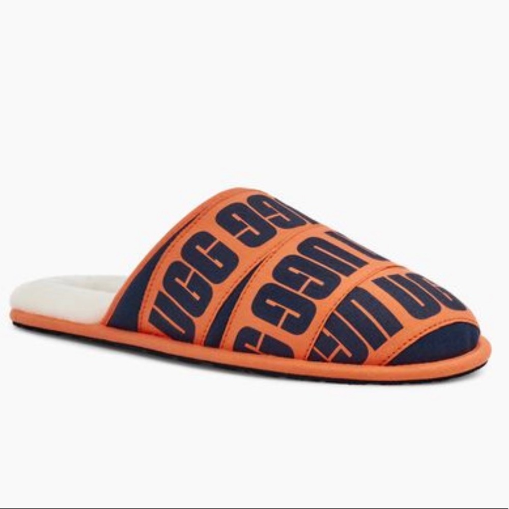 UGG Men's SCUFF GRAPHIC BAND SLIPPERS Color: NAVY/ ORANGE